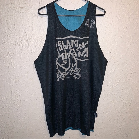 Vintage 90s Nike Slam N Jam Basketball #42 Reversible Jersey L USA - Picture 1 of 12